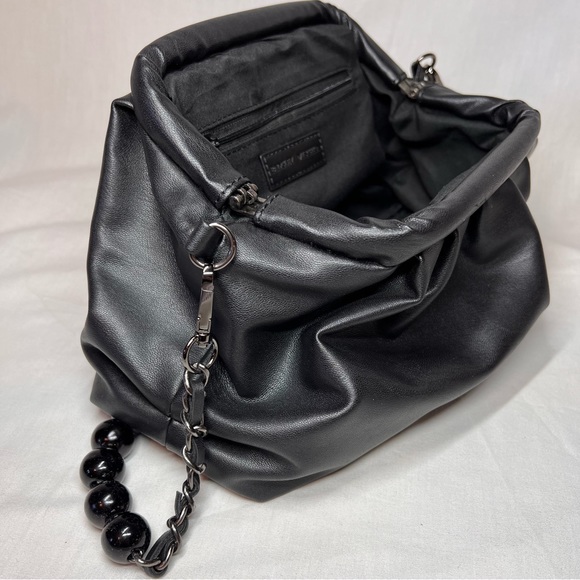 Badgley Mischka Slouch Handbag Clutch Convertible Gunmetal Detachable Strap - Picture 7 of 10